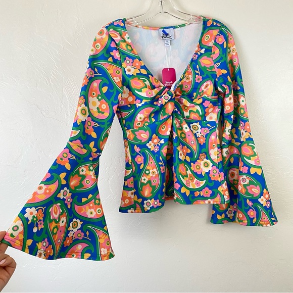 Unique Vintage Tops - Unique Vintage Multicolor Paisley Bell Sleeve Top NWT Firm $13